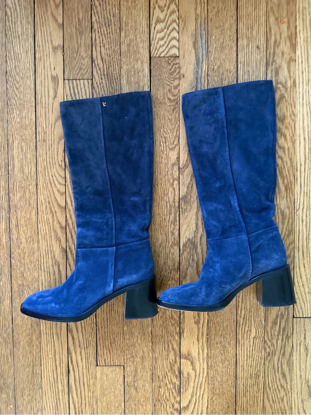 Larroudé Ricky Boot in Blue Dress Suede - Size 7